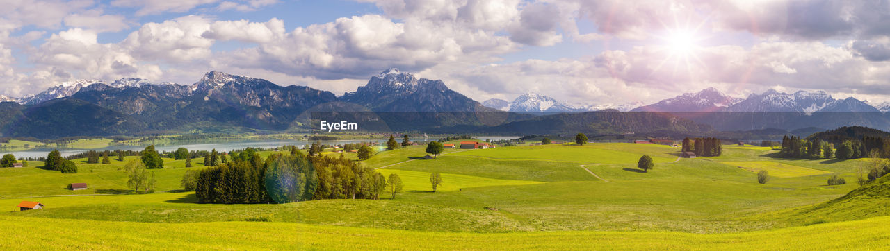 PANORAMIC VIEW OF GREEN LANDSCAPE AGAINST SKY