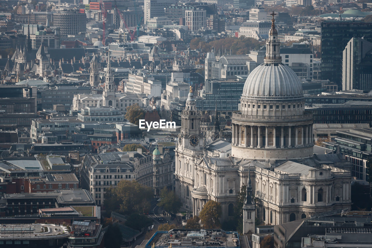 Aerial view of st paul s cathedral in london