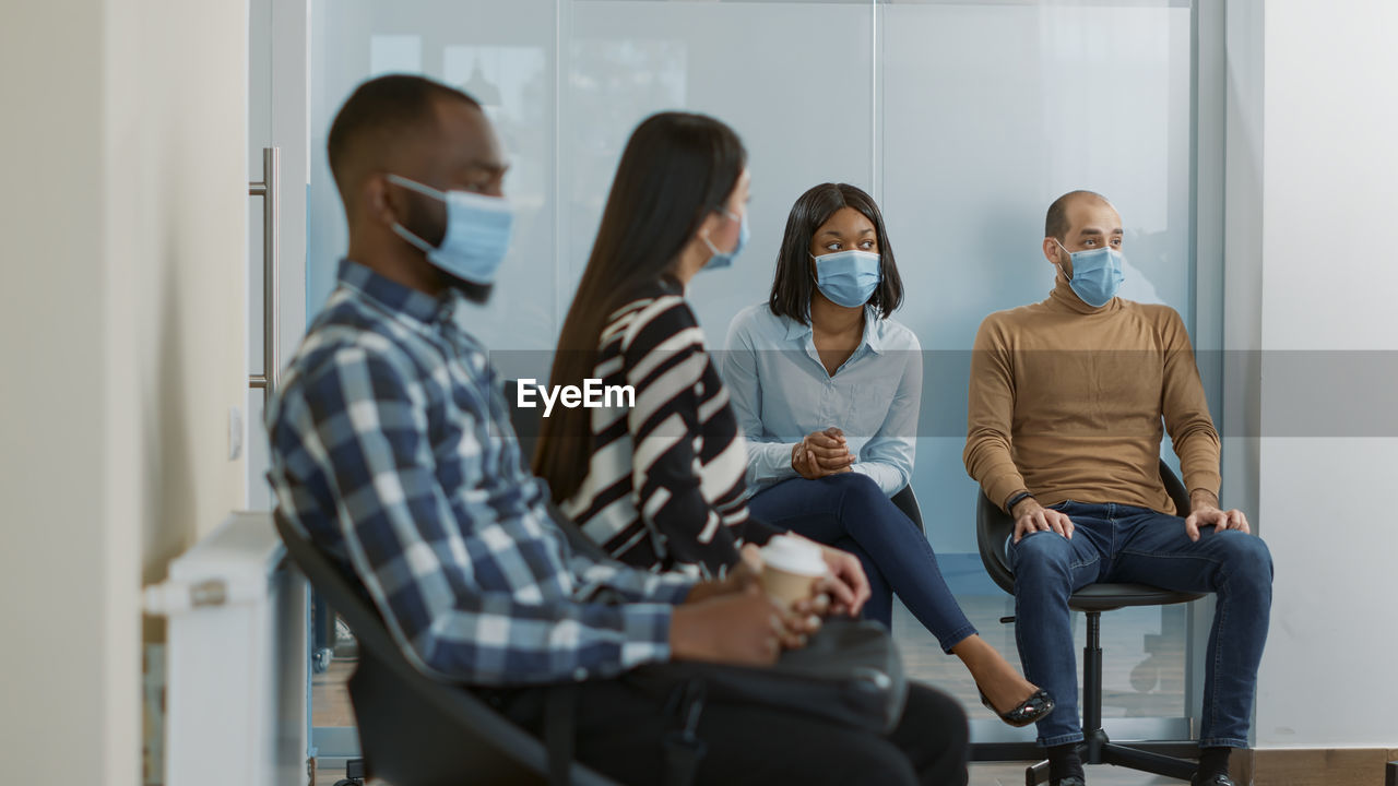 Candidates sitting on chair during pandemic