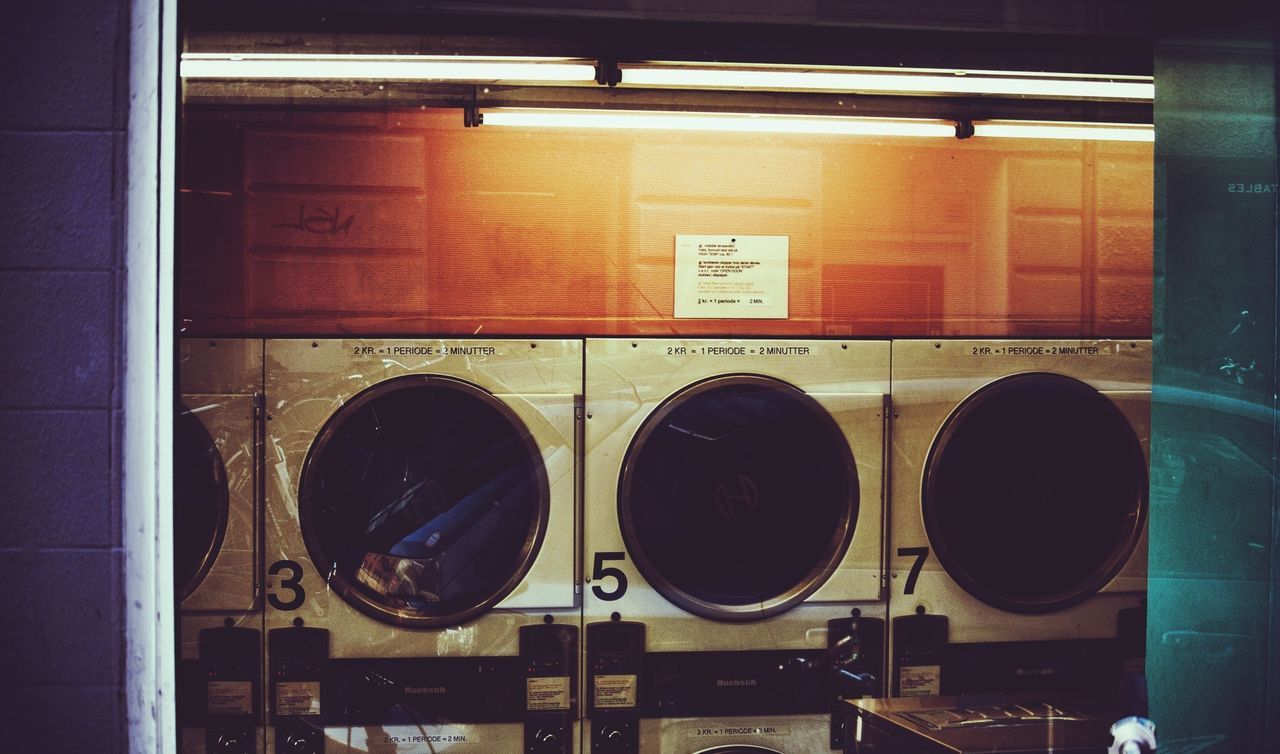 Public washing machines in row