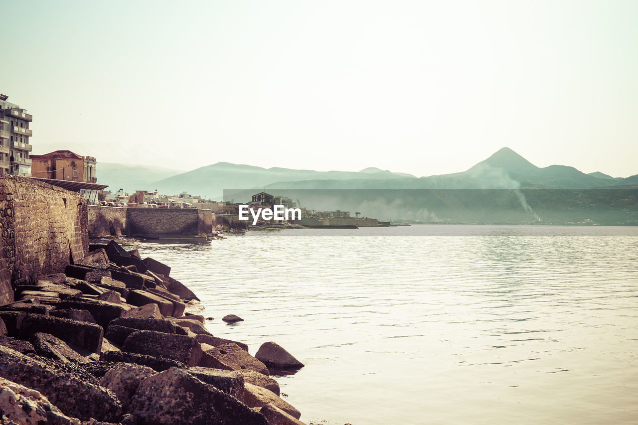 Scenic view of sea against clear sky