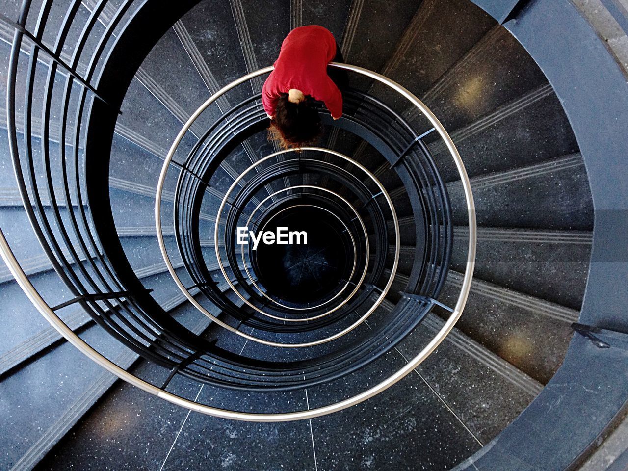 High angle view of spiral stairs