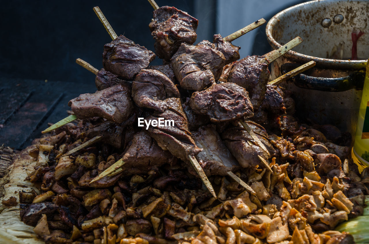 Close-up of meat served