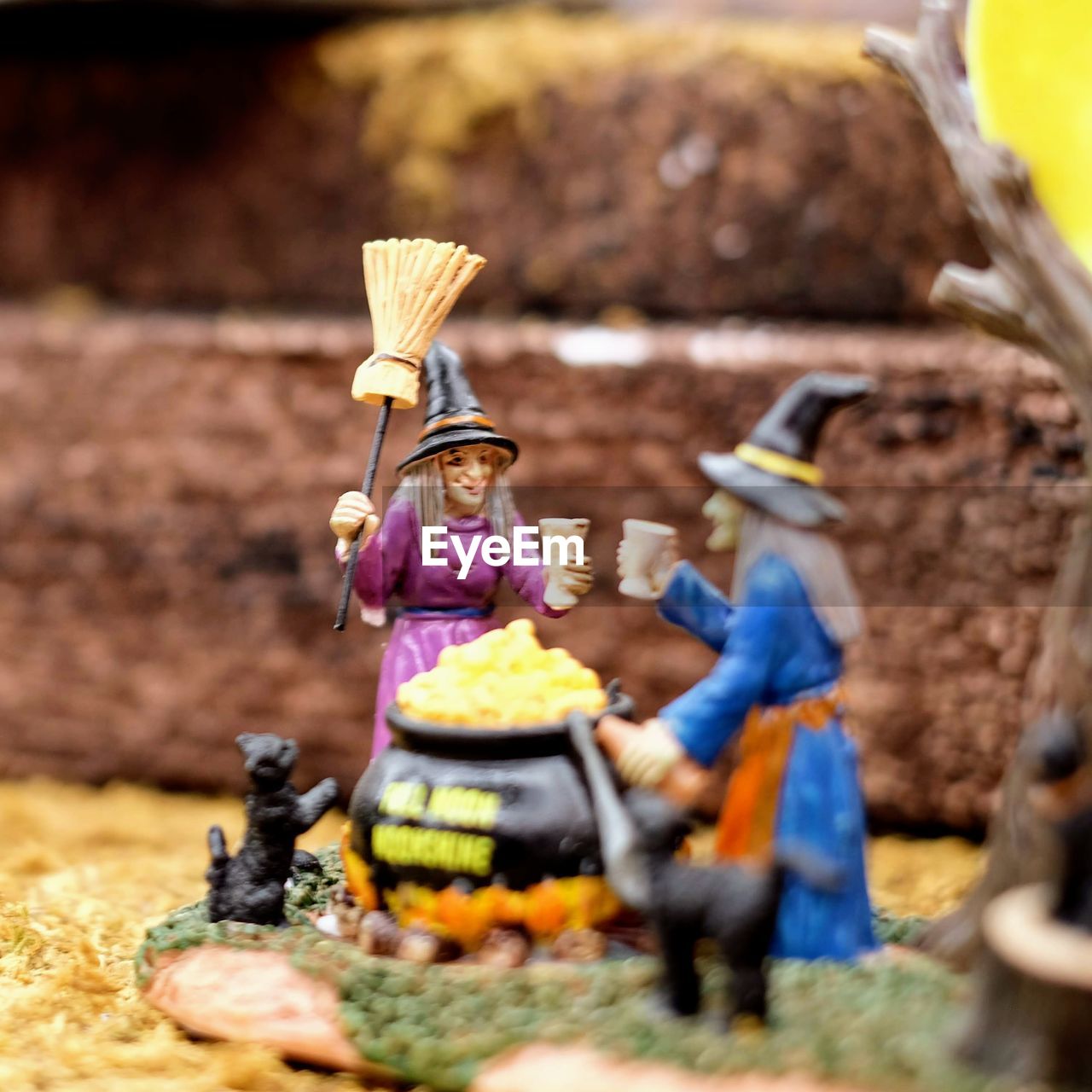 Close-up of witch figurines during halloween