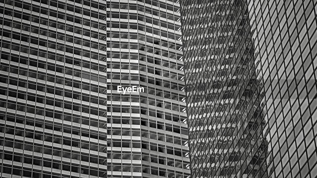 Low angle view of modern buildings in city