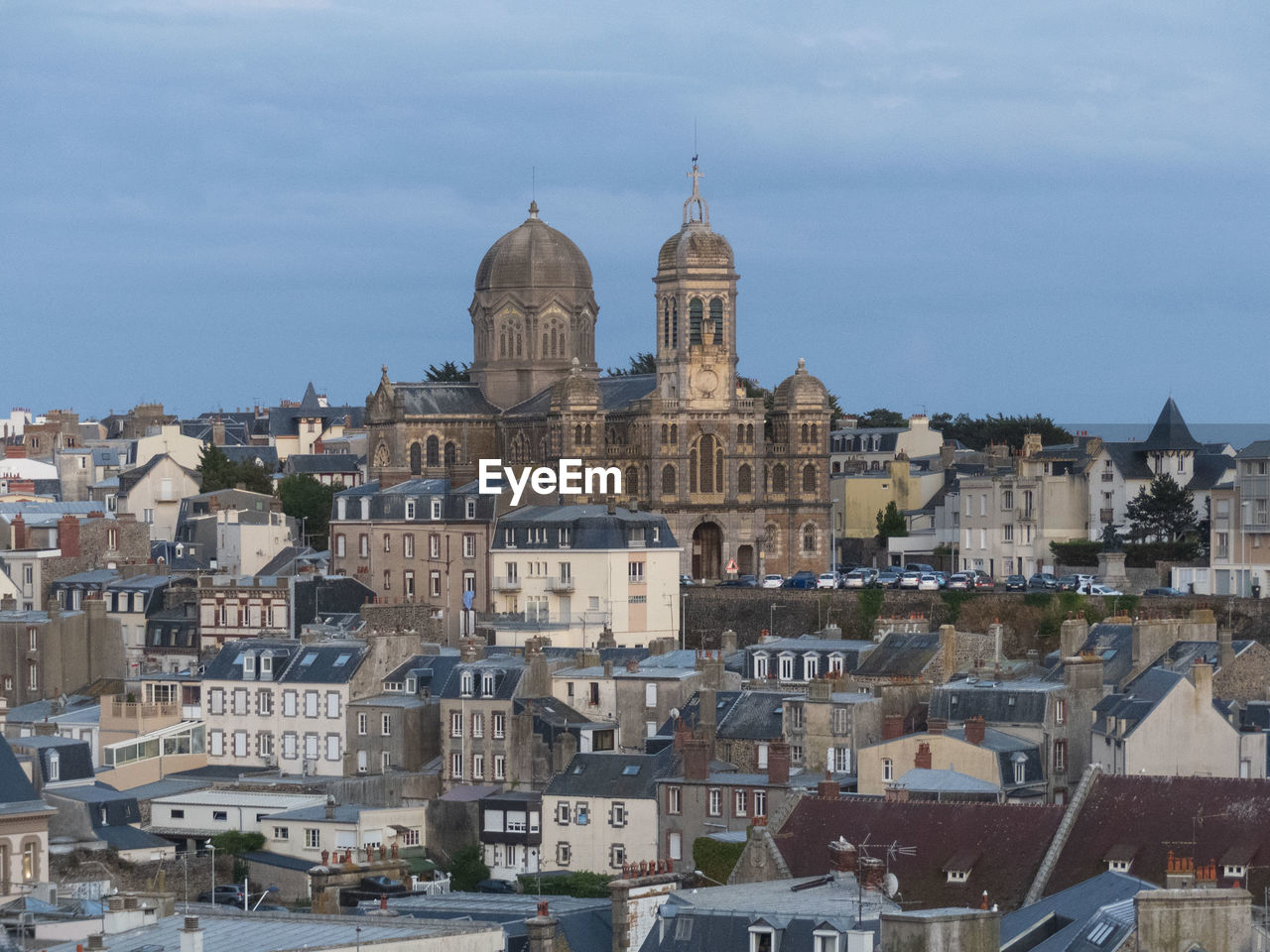 High angle view of buildings in city