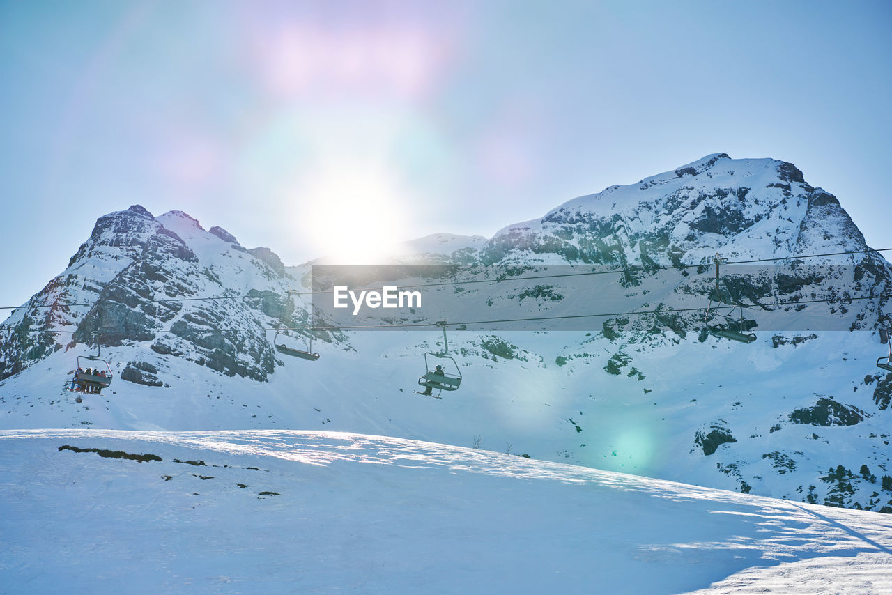 Chairlift in the station of formigal at sunset