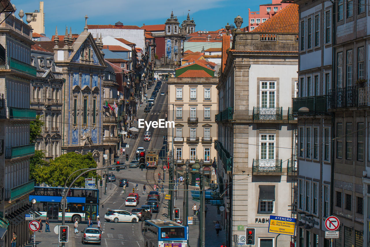 High angle view of buildings in city