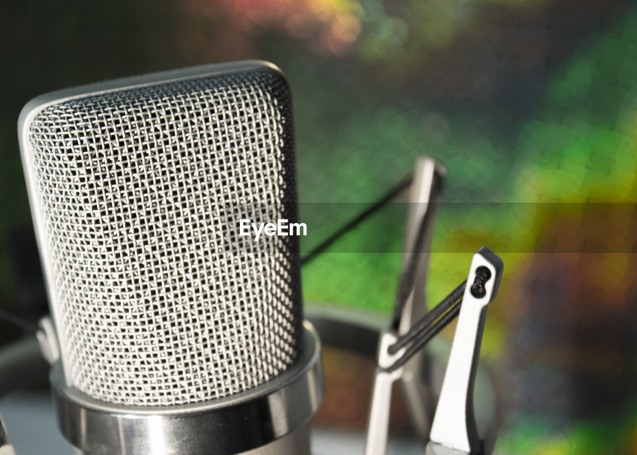 Close-up of microphone at studio