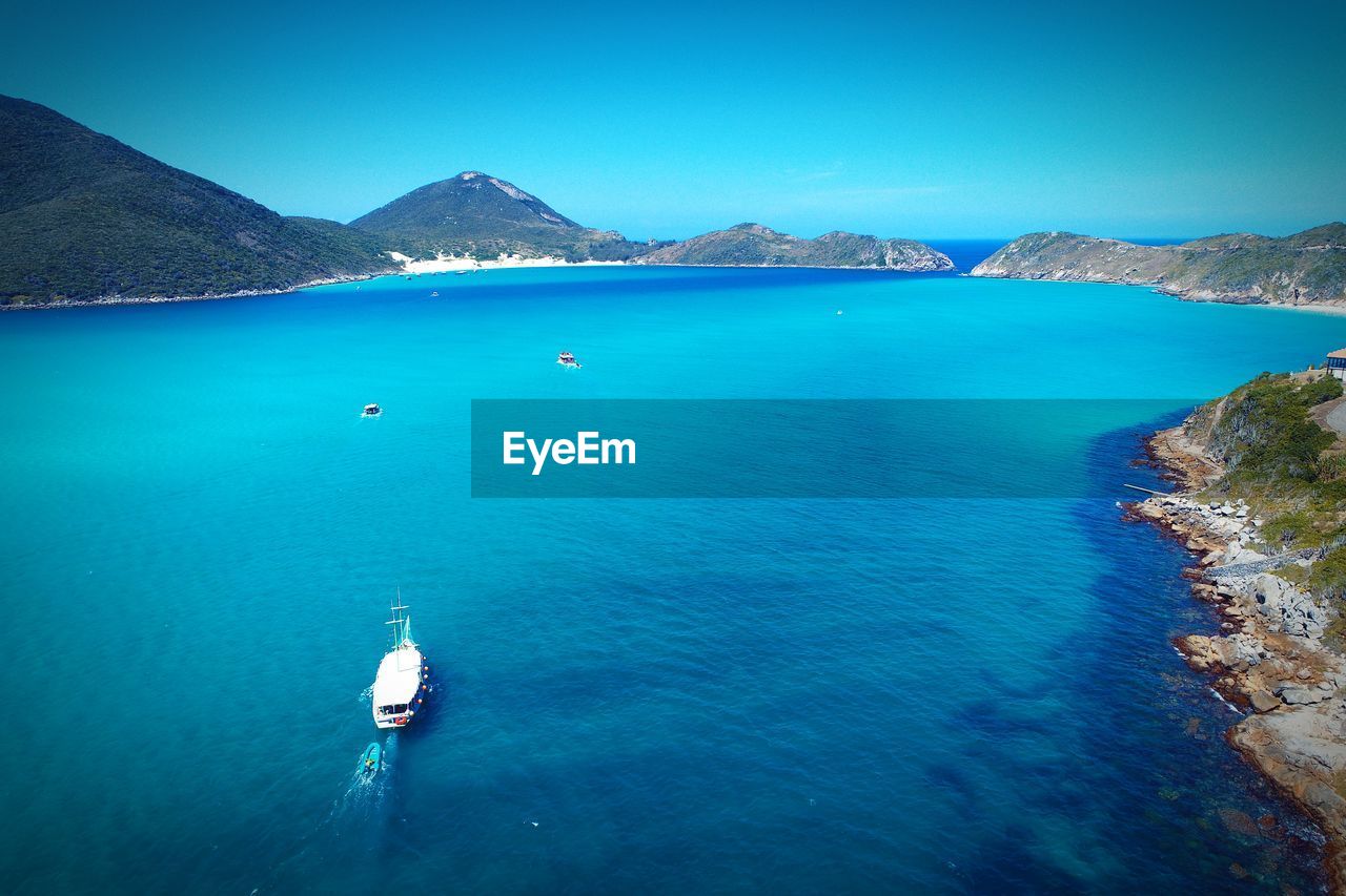 High angle view of boat in sea