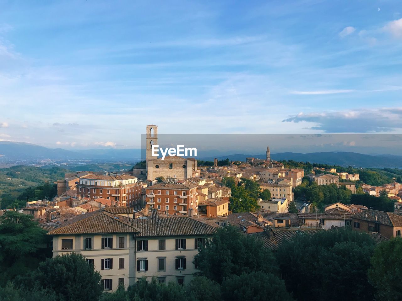 High angle view of townscape against sky