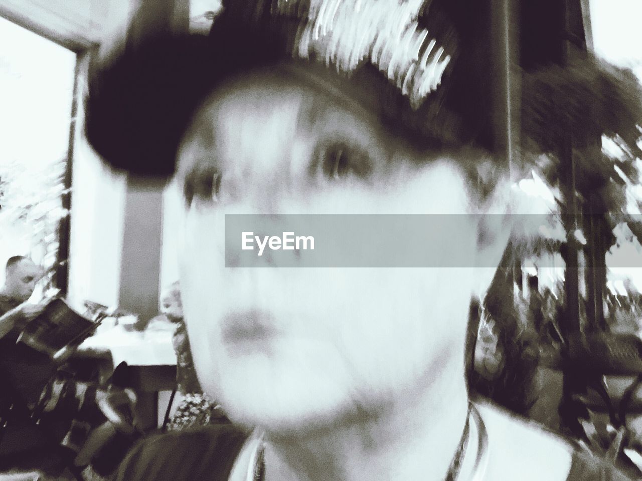 Blurred motion of woman