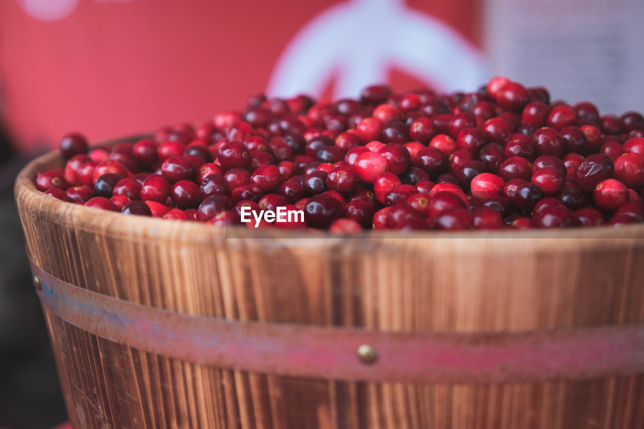 Close-up of berries in container on table