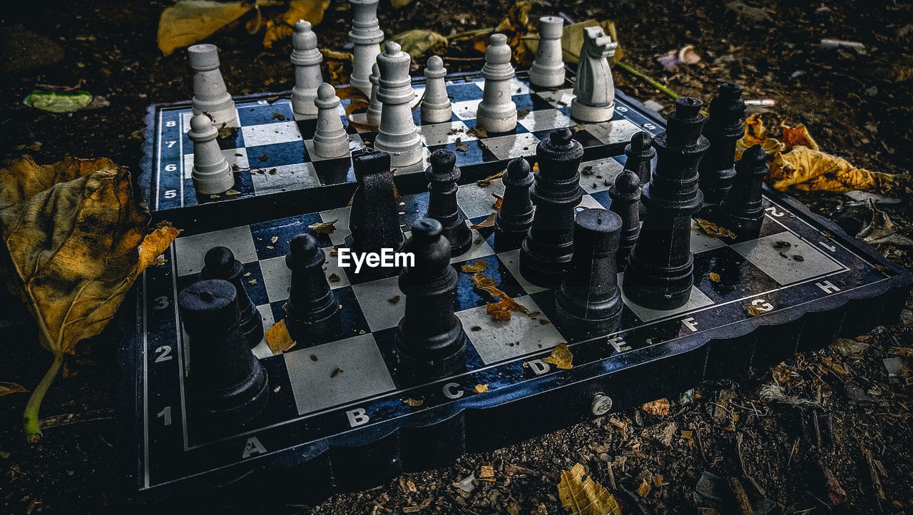 HIGH ANGLE VIEW OF OLD CHESS ON FIELD