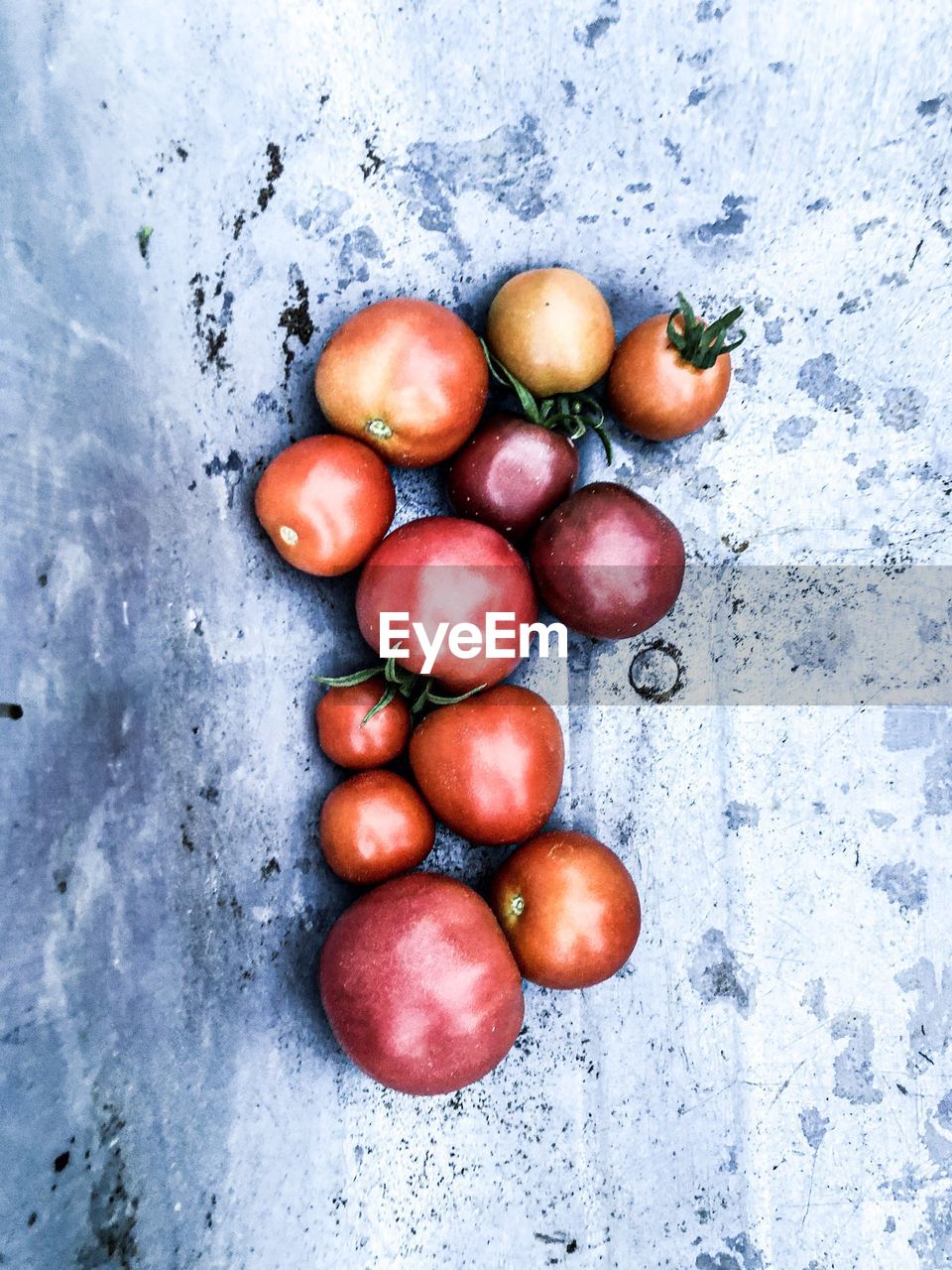 HIGH ANGLE VIEW OF TOMATOES ON FLOOR