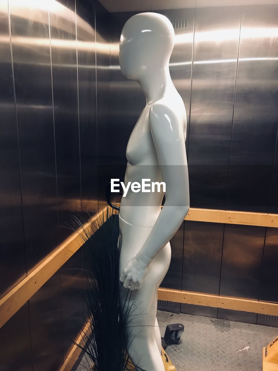 View of mannequin in elevator