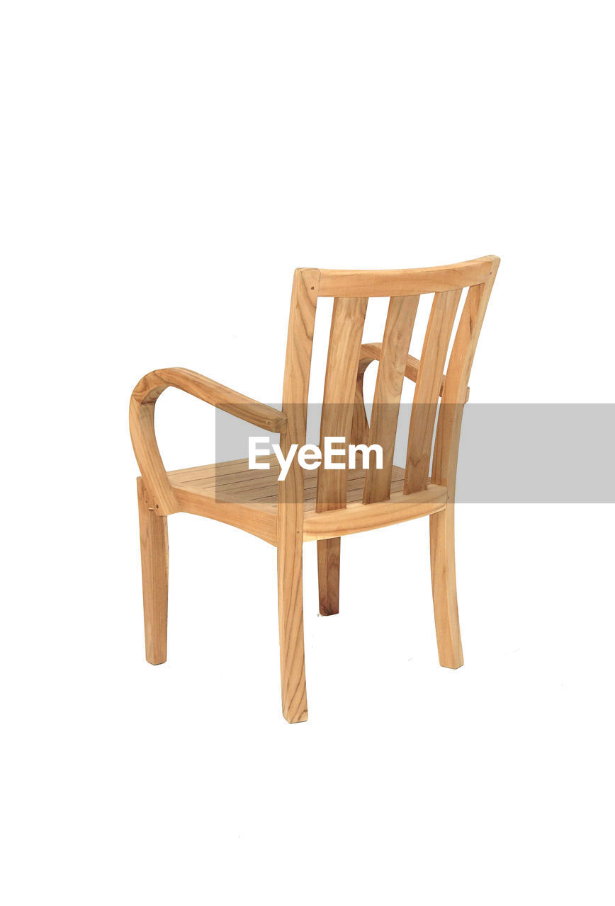 HIGH ANGLE VIEW OF CHAIR ON WHITE BACKGROUND