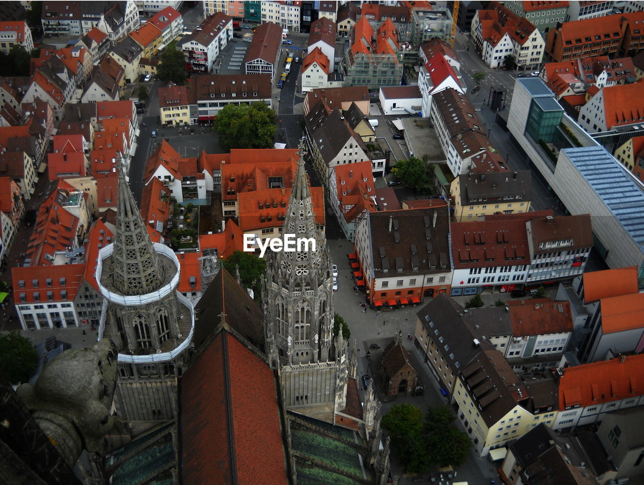 High angle view of town