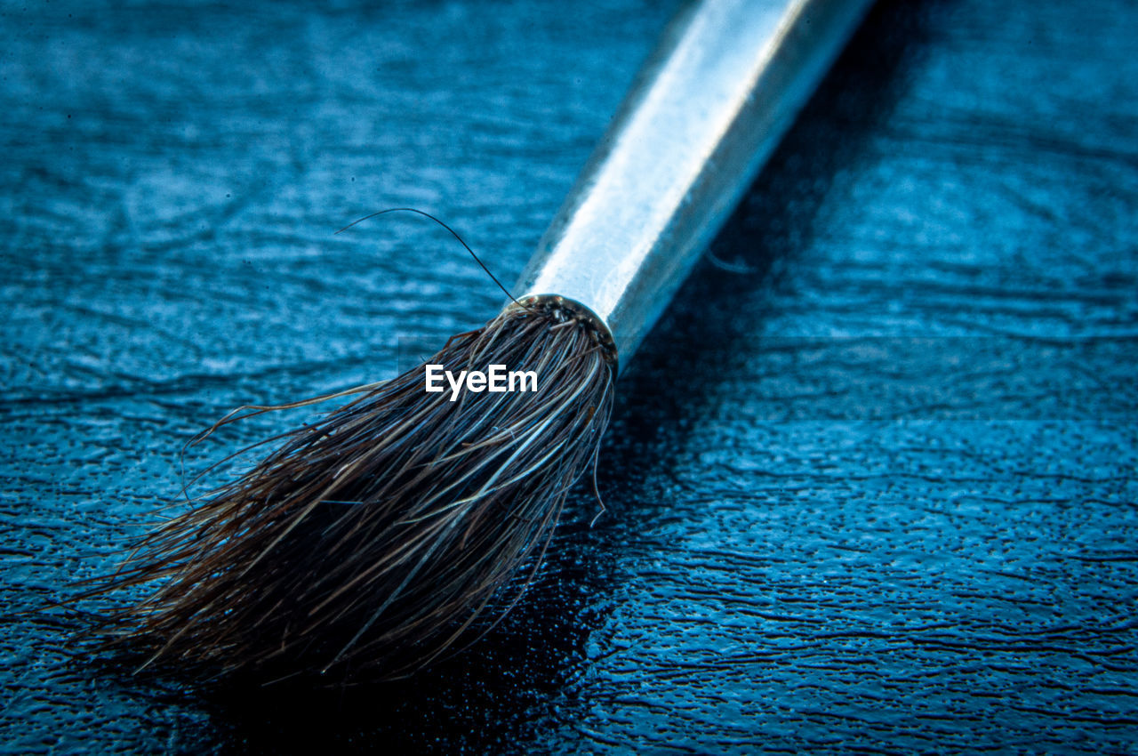 High angle view of paintbrushes 