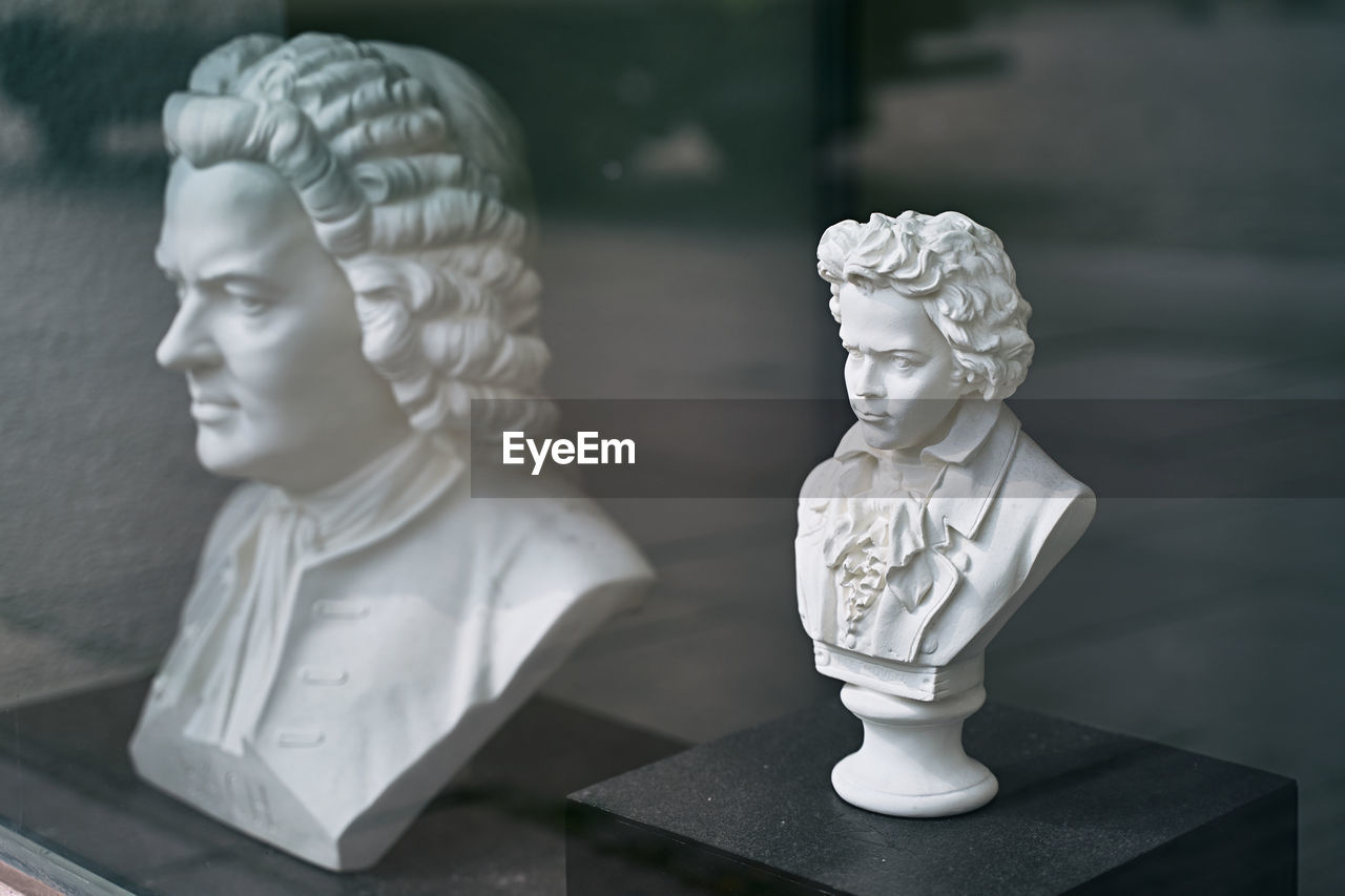 sculpture, statue, human representation, craft, bust, representation, art, white, monument, no people, black and white, creativity, arts culture and entertainment, monochrome, male likeness, indoors, close-up, religion, architecture, figurine