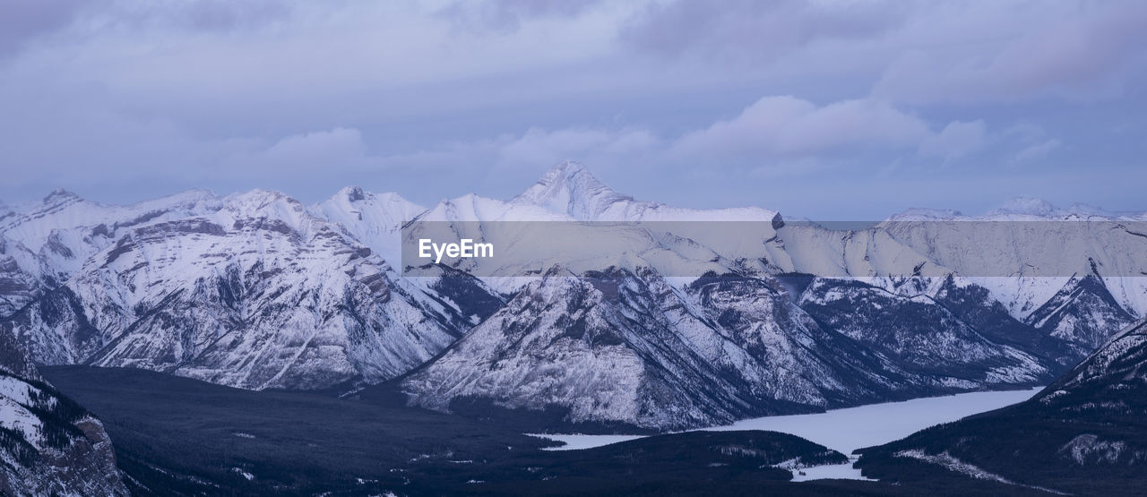 PANORAMIC VIEW OF SNOWCAPPED MOUNTAIN AGAINST SKY
