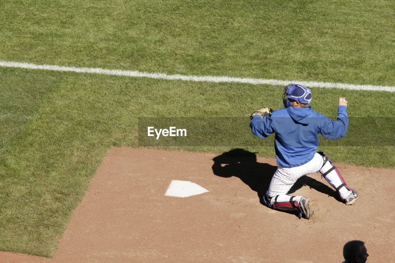 High angle view of baseball player