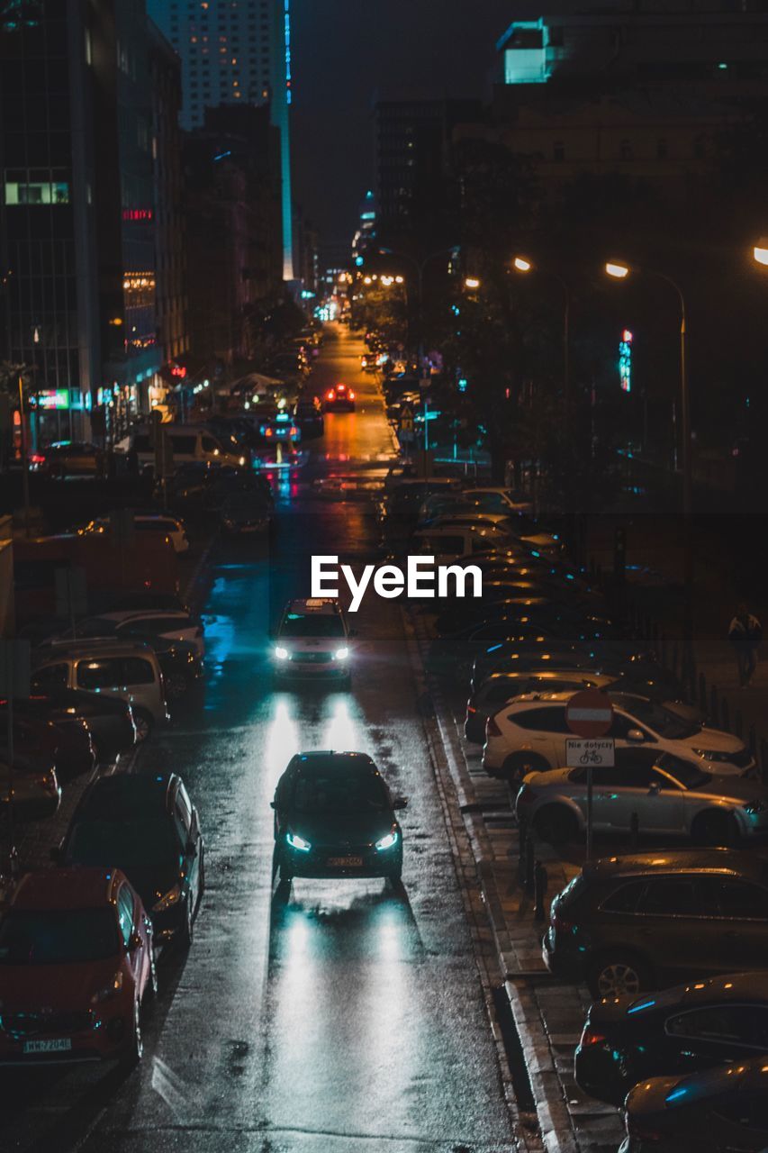 Illuminated city at night