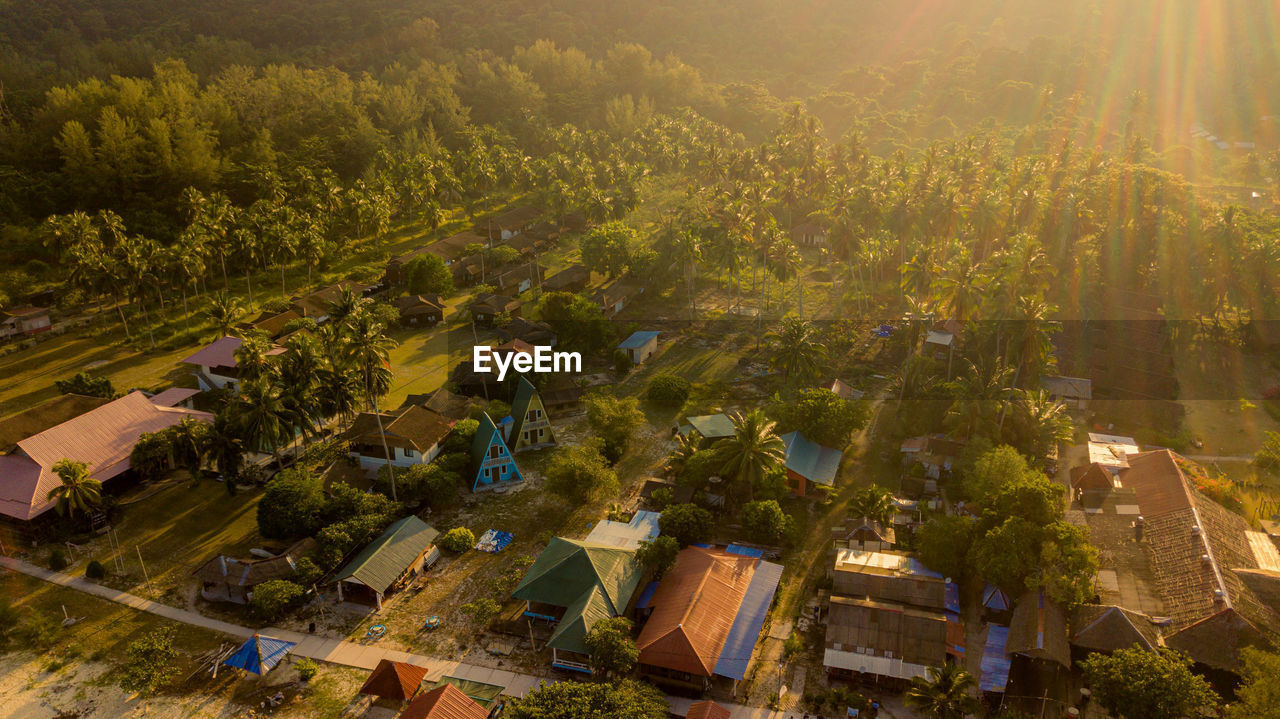 high angle view of buildings in city