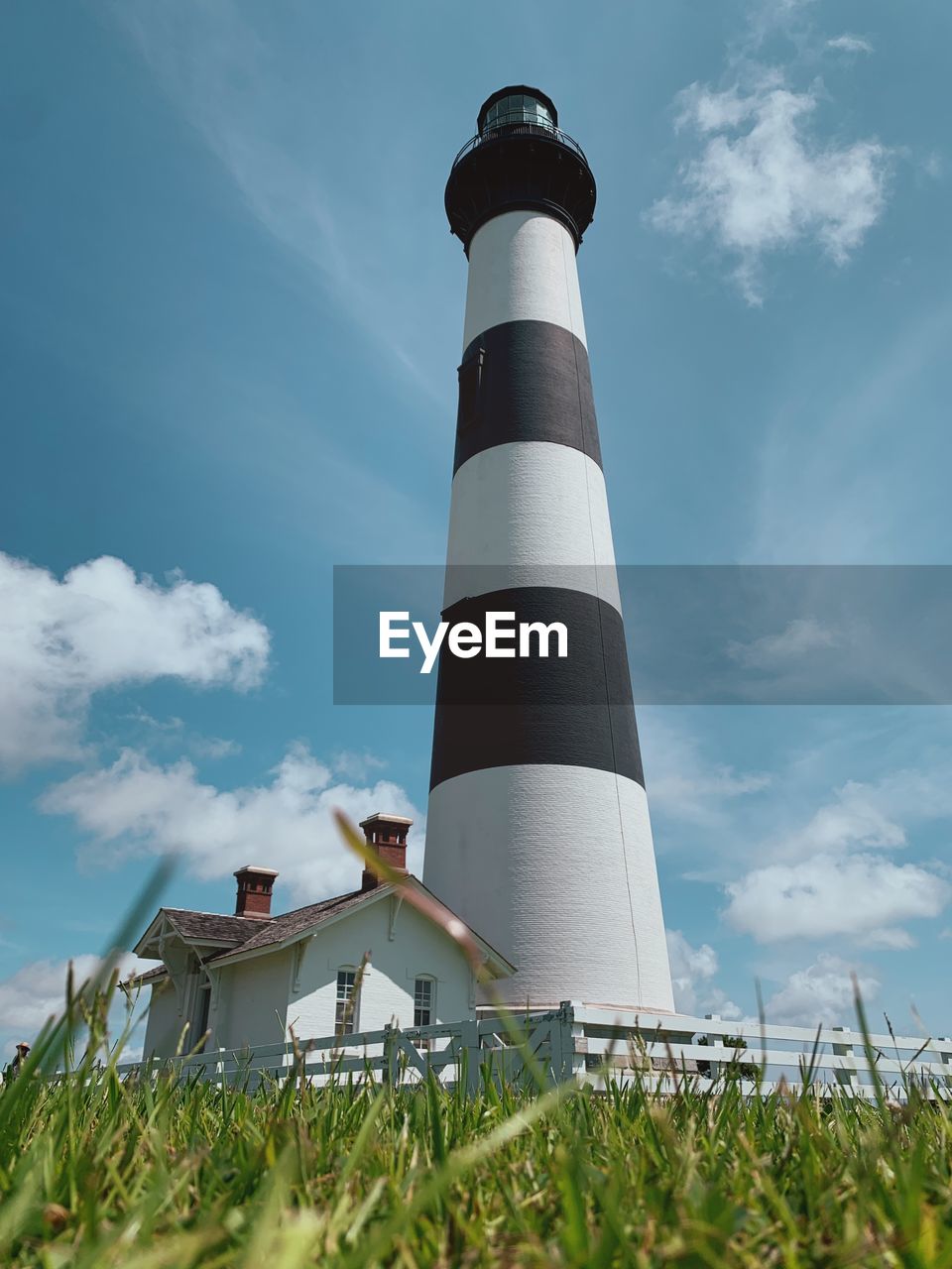 Low angle view of bodie island  lighthouse against sky