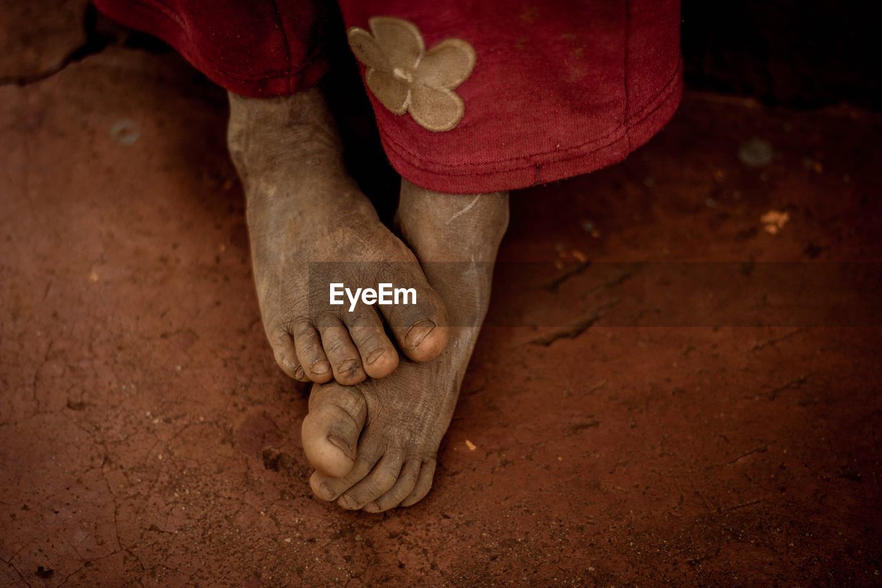 Close-up of the feet of a child