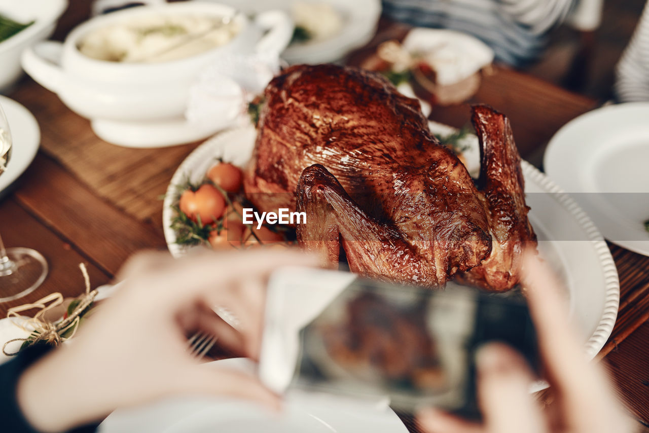 cropped hand of woman holding food