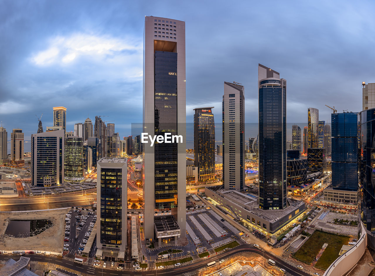 Beautiful doha skyline west bay qatar