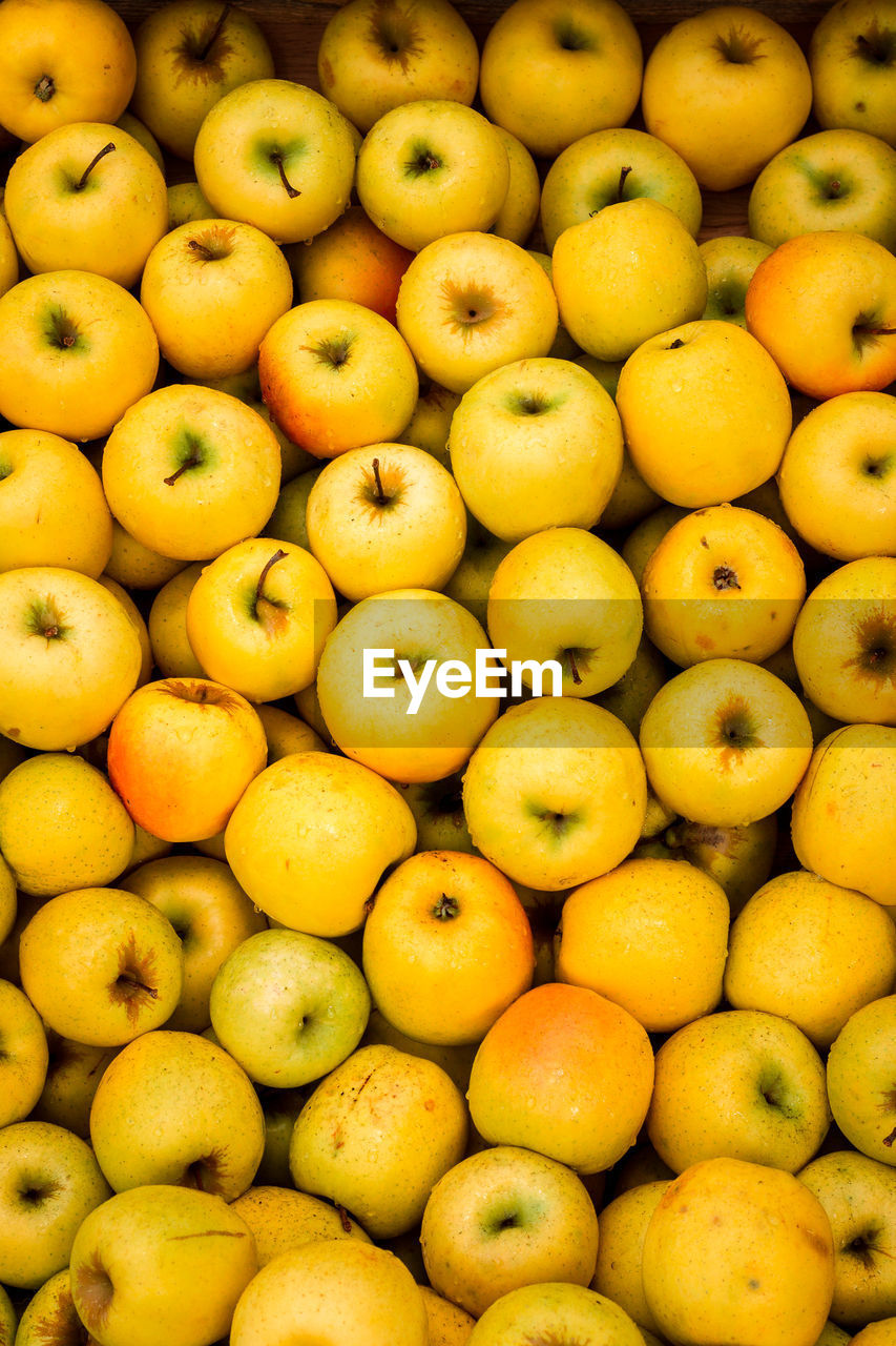 Full frame shot of apples at market stall