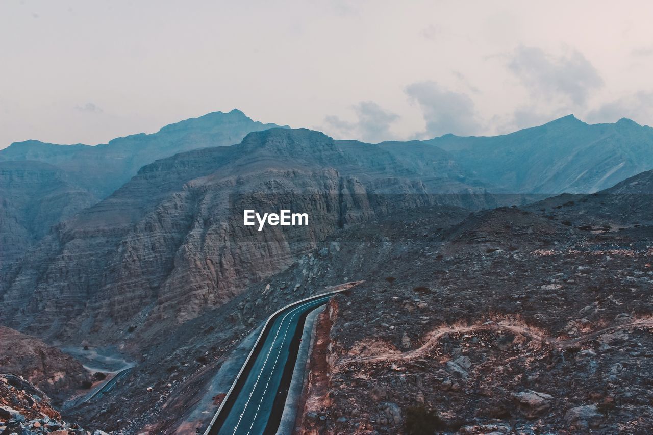 High angle view of street in mountains