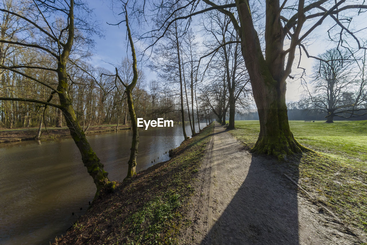 SCENIC VIEW OF LAKE AGAINST BARE TREES