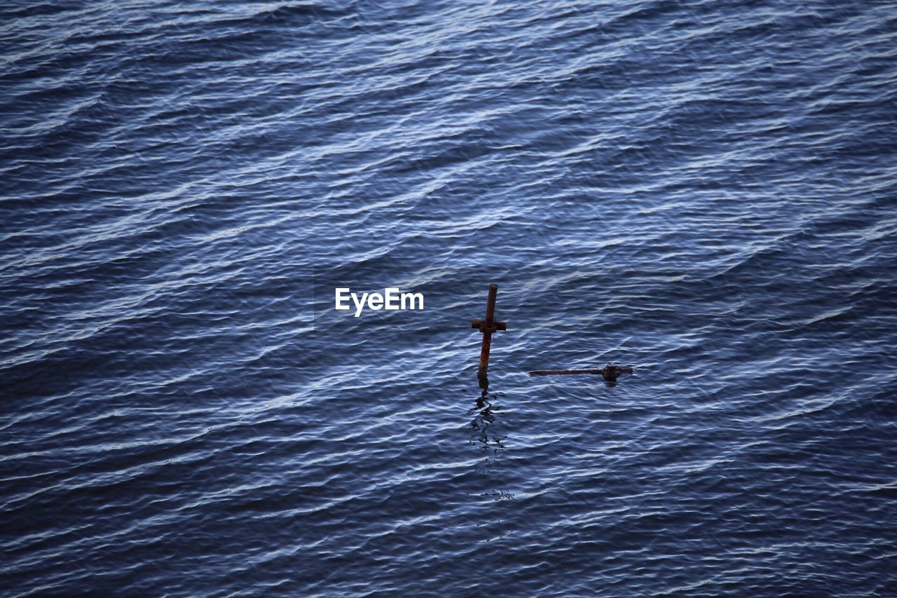 High angle view of boat in water