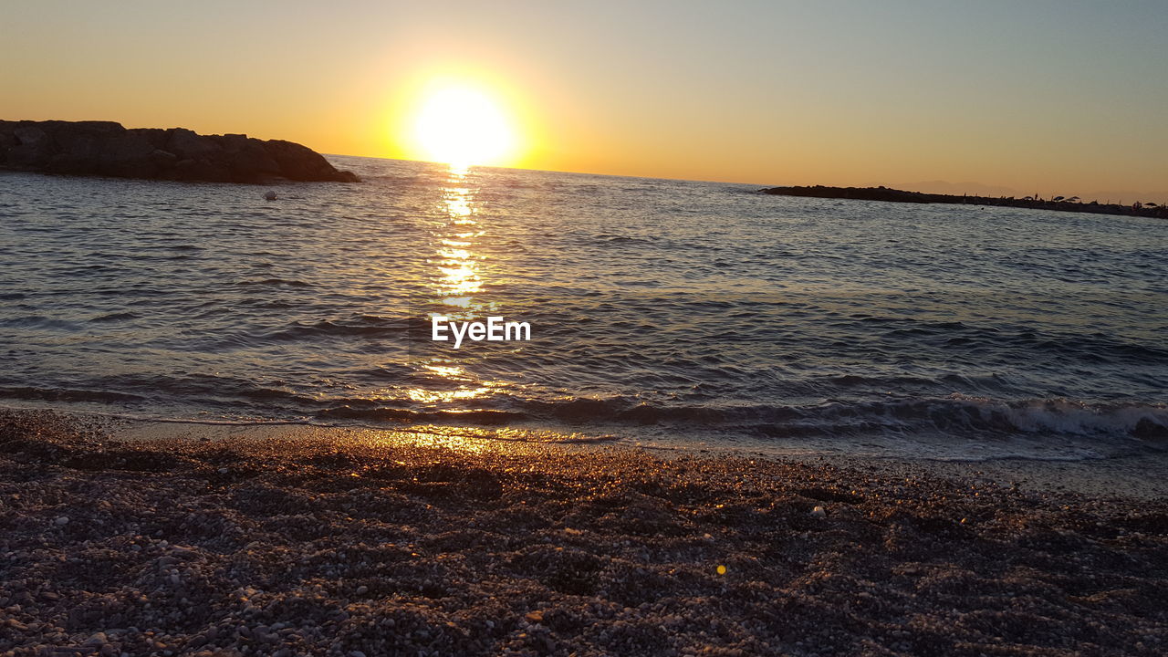 SCENIC VIEW OF BEACH DURING SUNSET