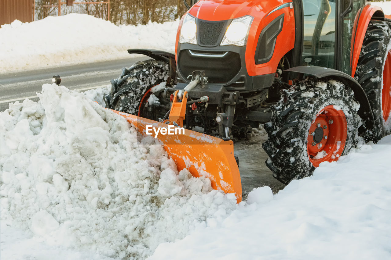 close-up of snow covered field