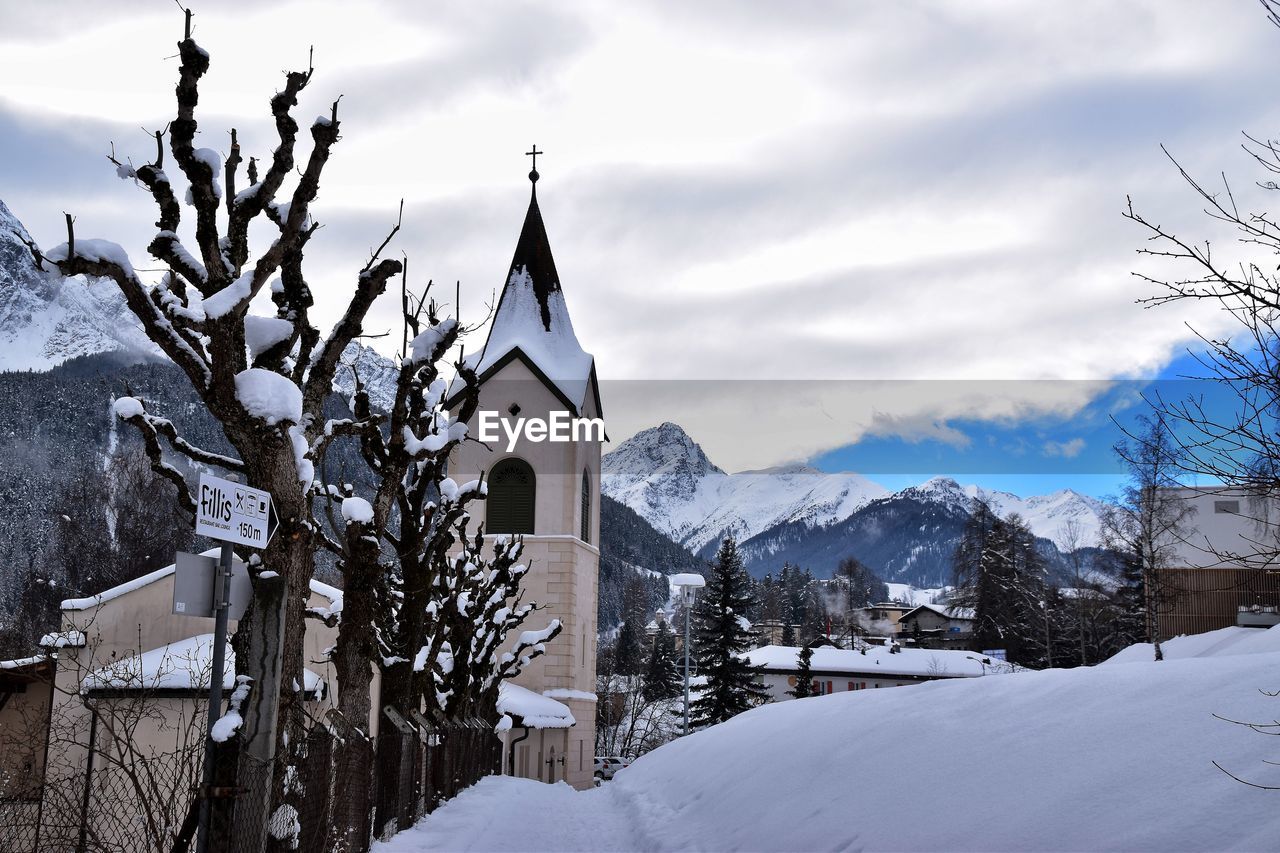 VIEW OF CHURCH IN SNOW