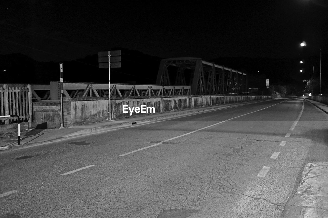 View of empty road at night