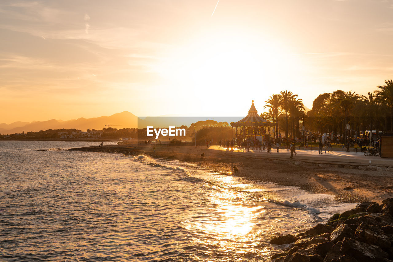 scenic view of sea against sky at sunset