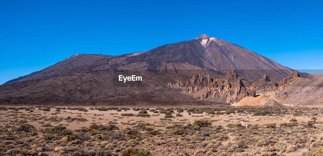 scenic view of mountain against clear blue sky