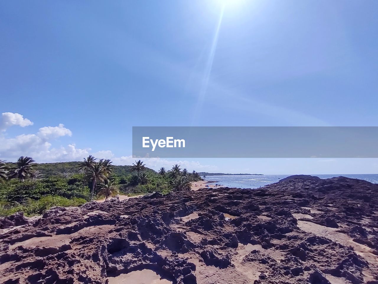 SCENIC VIEW OF ROCKY SHORE AGAINST SKY