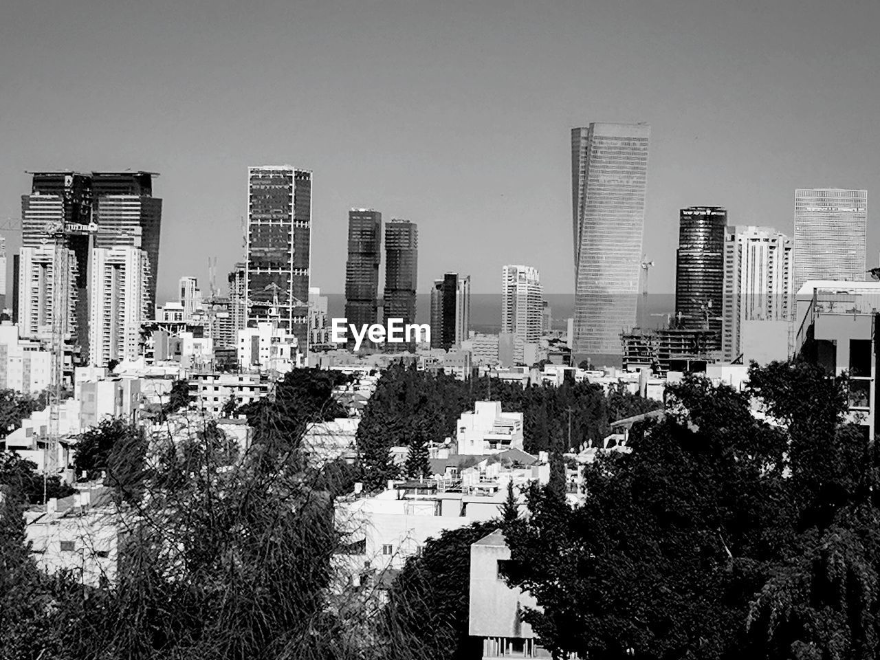 High angle view of skyscrapers in city