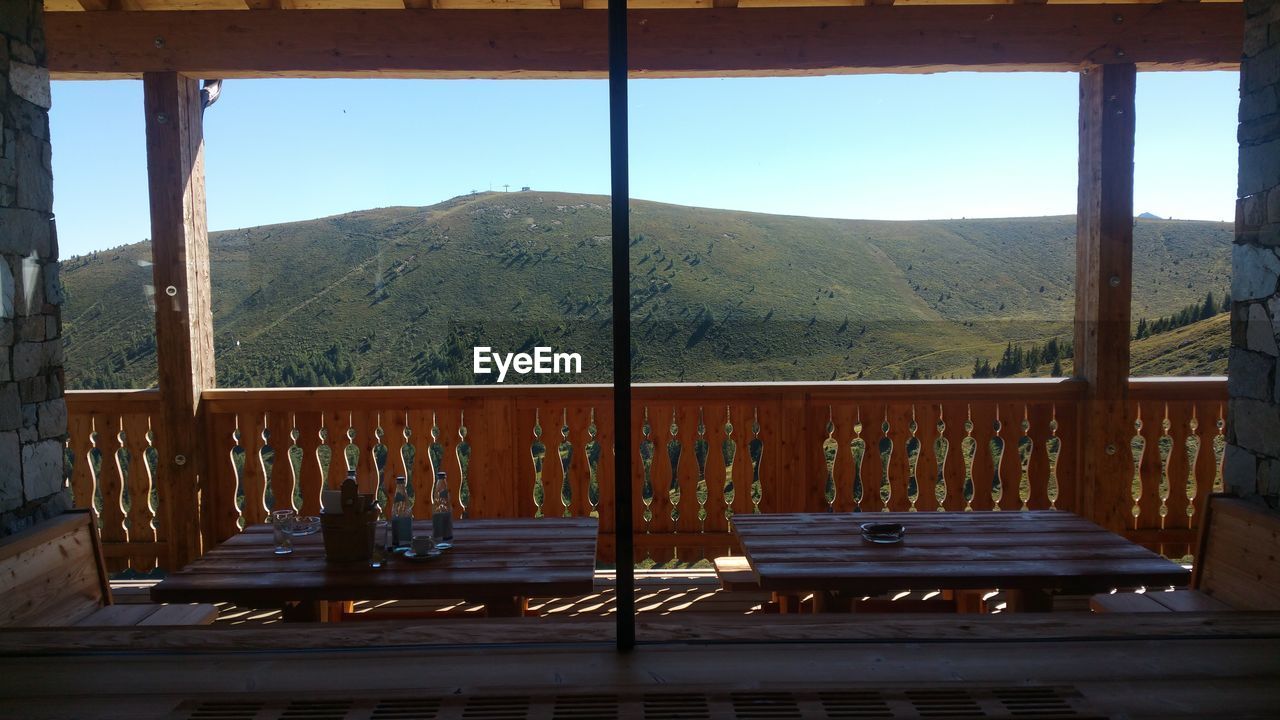 View of mountains from balcony