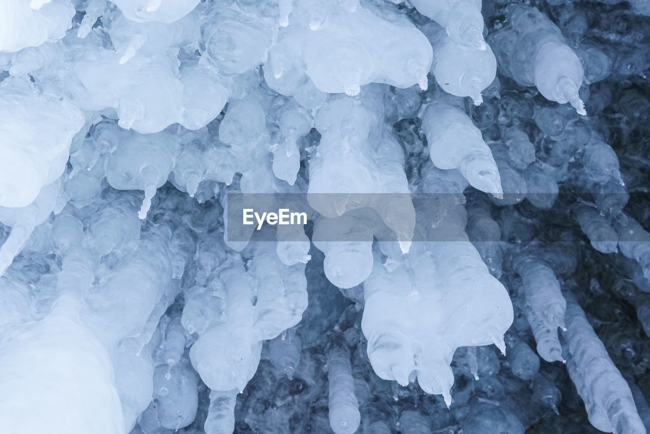 Frozen lake baikal in winter.