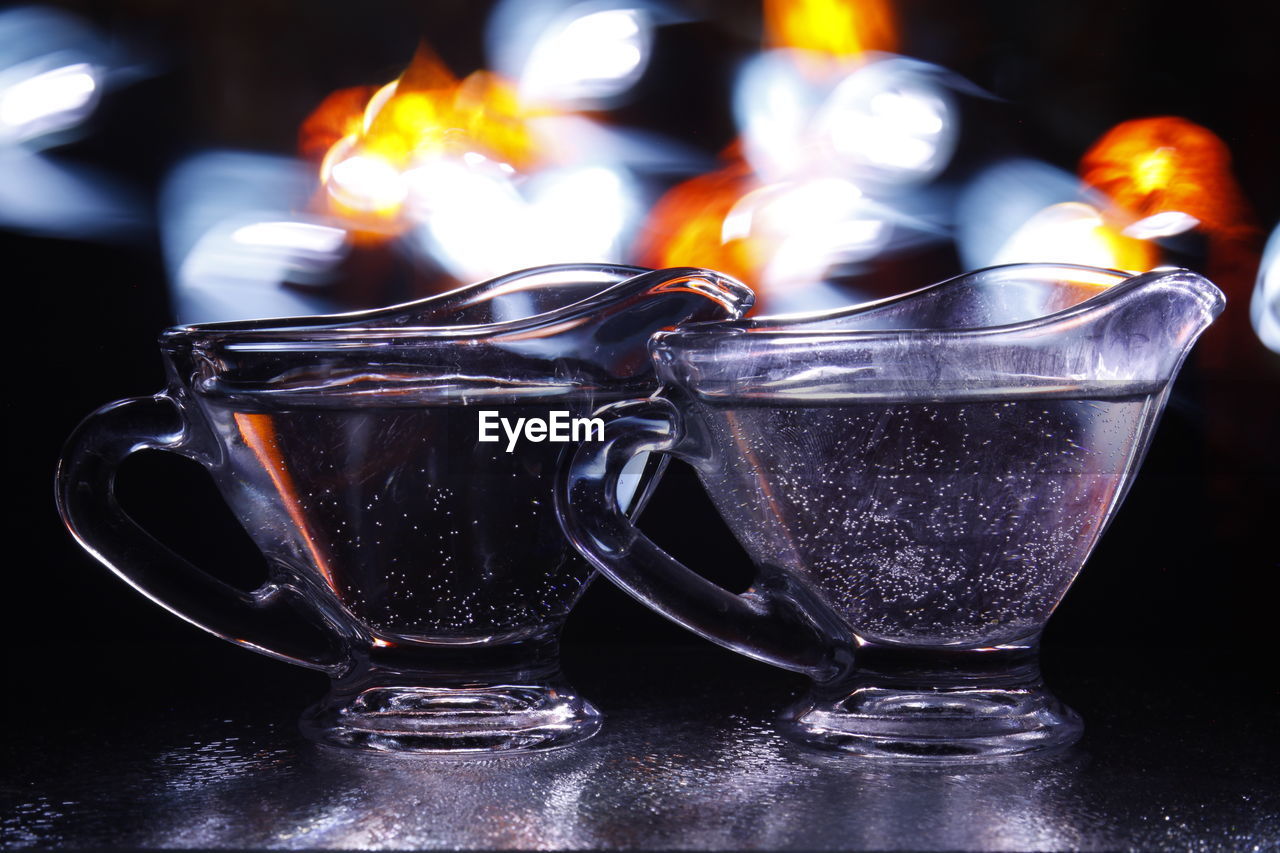 Close-up of drinks on table