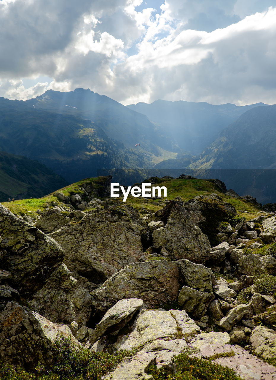 Mountain with sky in background