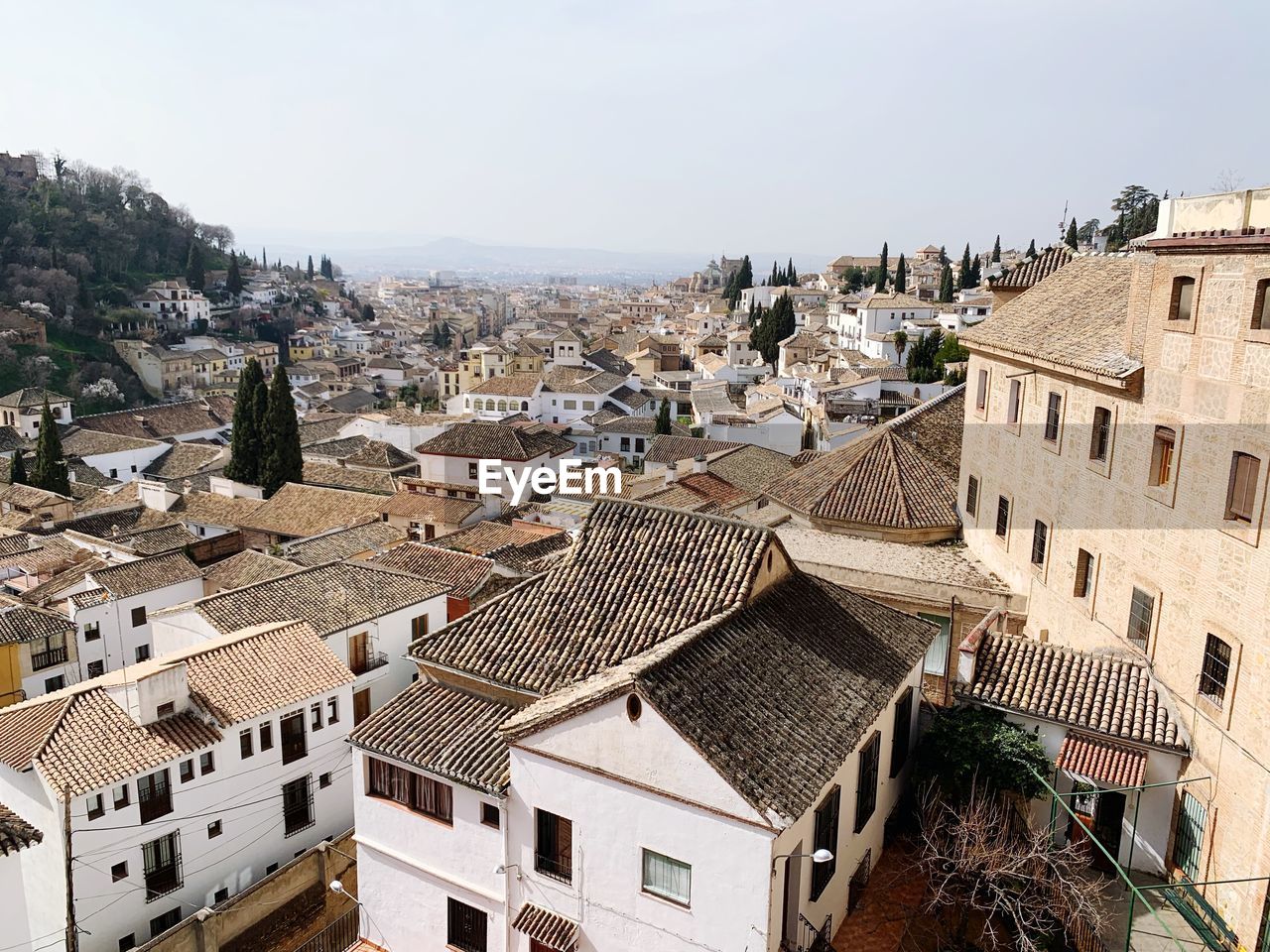 High angle view of townscape against sky