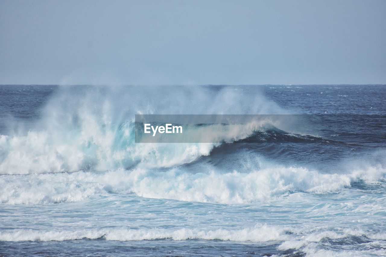 Atlantic ocean waves on fuerteventura canary island in spain